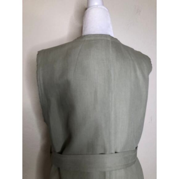 NAMU Belted Linen Sleeveless Midi Dress V- Neckline Minimalist Casual Sz: L - Picture 7 of 15